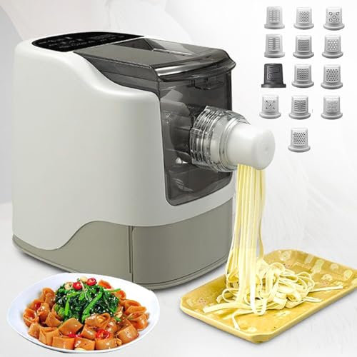 Electric Pasta Maker with 13 Molds, 260W Automatic Noodle Maker Machine, Up to 650g Flour Dough Kneading Mixer for Homemade Noodles, Spaghetti, Fettucine and Penne