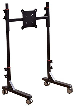 Carrito móvil universal sobre ruedas, altura ajustable, soporte de suelo portátil para televisores de 32 55 pulgadas, soporte rodante con ruedas de bloqueo y soporte de soporte