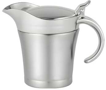 Salsera con tapa, jarra térmica de acero inoxidable con aislamiento, jarra de salsa de doble aislamiento, olla de salsa para cenas, restaurantes, fiestas, Navidad (450 ml)