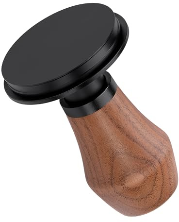 Normcore Prensador de café V4.1 con resorte de 58 mm con retroalimentación de clic, base plana PVD de titanio, prensador de espresso autonivelante para portafiltros de 58 mm, mango de nogal americano