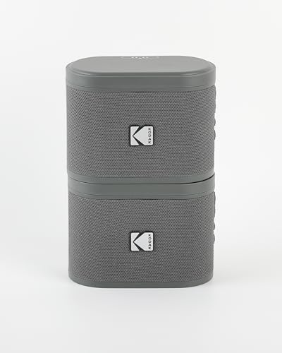 Wireless Bluetooth Speaker with Multi-Room Functionality, 4 Hour Playtime, Wireless Portable Speaker for Any Room, Magnetic Docking Station, 80m Wireless Range (2PC Treble Grey)