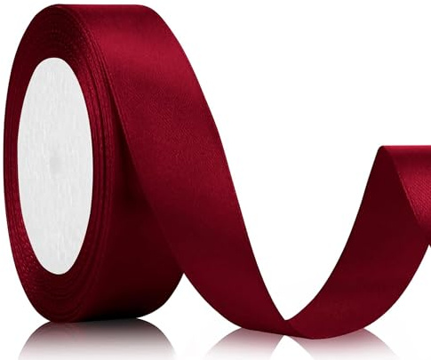 Nastro di raso da 22 m, larghezza 20 mm, colore rosso bordeaux, per matrimoni, lavori di bricolage e confezioni regalo, decorazione di nozze (rosso bordeaux)