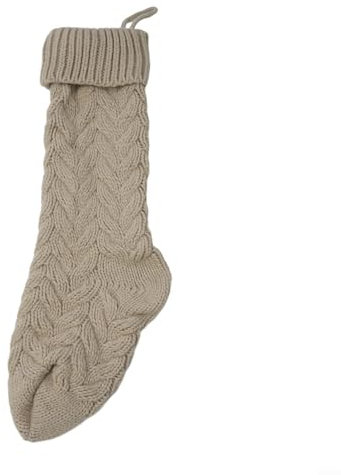 Gestrickter Weihnachtsstrumpf, 45,7 cm, Zopfmuster, perfekt für alle Ihre saisonalen Schätze (Leinen)