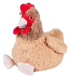 Warmies Braune Henne Plüschtier Große Größe, Vollständig Mikrowellengeeignet und Gewichtetes Kuscheltier für Angst, Im Gefrierschrank kühlen oder in der Mikrowelle erwärmen, Weiches Wärmekissen