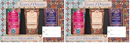 TESORI D'ORIENTE Geschenkset Cremeduschen 3 x 75 ml (Ayurveda, Persian Dream und Byzantium) Duschcremes zur Körperpflege, Wellness-Rituale für Körper & Sinne (Packung mit 2)