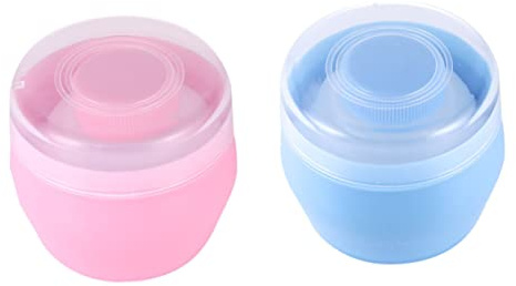 ERINGOGO Babypuder Aufbewahrungsbox mit Puderquaste Satz Praktische Puderquasten Kasten aus Kunststoff für Neugeborene und Erwachsene Multifunktionaler Puderbehälter für Körperpuder