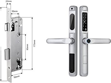 ZKLGS Smart Door Lock, Tuya App Waterproof Smart Door Lock Aluminum Biometric Lock Fingerprint Door Handle Digital Keyless Lock For Glass Sliding for Home Bedroom Hotel Office Apartment(A6 TYS 3585)