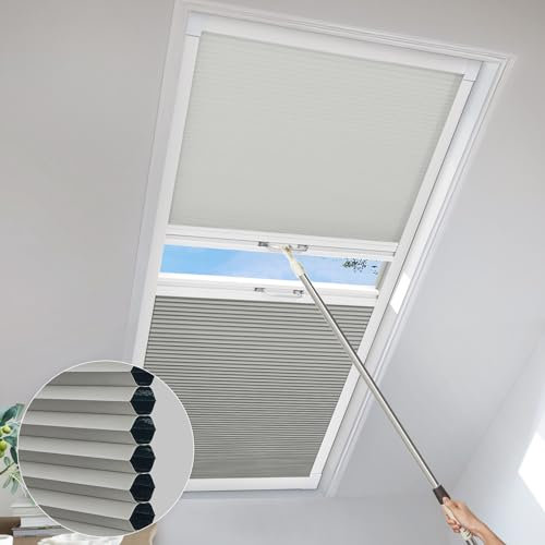 Tende oscuranti a nido d'ape per finestre da tetto, doppio scorrevole, protezione solare facile da montare, filtro della luce e oscurante, colore grigio, personalizzate