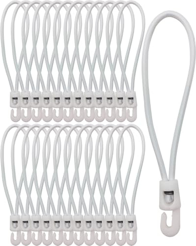 WMZOBH Spanngummi mit Haken 25 Stück - Expander mit Haken 15 cm - Multifunktional Planenspanner Gummispanner mit Haken für Camping Planen, Anhängerplane, Poolabdeckung (Weiß)
