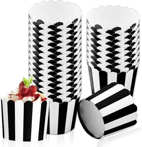 Muffin Papierförmchen, 50 Stück Mini Muffinförmchen Papier Muffin Förmchen Backbecher Cupcake Wrapper für Party Geburtstag Hochzeit (Schwarz)