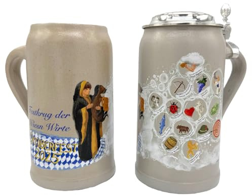 offizeller Oktoberfest Krug 2025 Wirtekrug Wiesnwirte Krug echt Salzglasiert - limitierte Stückzahl - Original Oktoberfest Bierkrug Wirtekrug Oktoberfest 2025 Masskrug