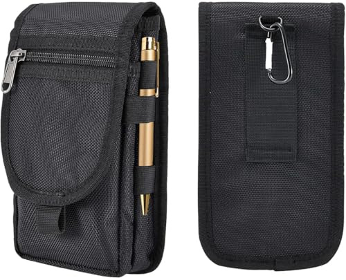 JEYORZY 1 pcs Gran bolsillo para smartphone, riñonera, Funda Movil Cinturon Bolsa para Teléfono Celular Cinturón Hombre Soporte Premium Protectora Universal Riñoneras Porta, regalo para hombres, negro