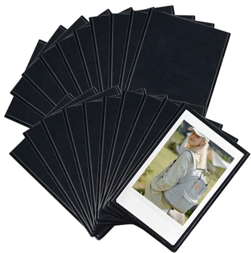 RTSHUK 20 Stück Magnetische Bilderrahmen, 9.3x6.3cm Magnet Bilderrahmen Magnetische Fototaschen Kühlschrank Magnetrahmen Fotoschutzhüllen Magnetisch Schwarz für Fotos Postkarten