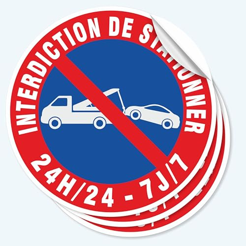 Pubblimania 3 autocollants Interdiction de stationner 24/24 cm, 30 x 30, étiquettes adhésives souples, imperméables et lavables (Interdiction de Stationner)