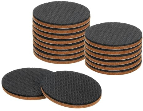 QUARKZMAN 16 stycken självhäftande filttassar – 55 x 55 x 5 mm (L x B x D) möbeltassar filt – rund filtglidare, stol, halkfria dynor för möbler, bord och stolskyddslager – brun + svart