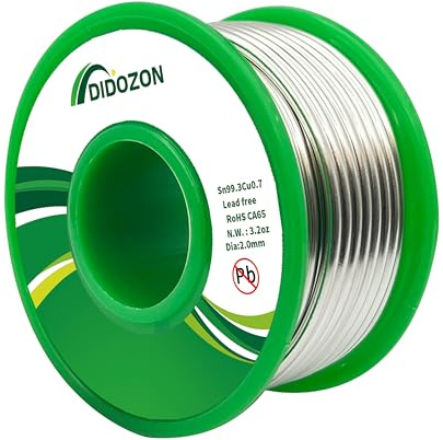 Lead-Free Solder Wire, Sn99.3/Cu0.7 Alloy, 2.0mm Diameter, 0.2Lb Spool for Stained Glass, Copper Pipe, Jewelry Repair, RoHS Compliant (0.2, Pounds)