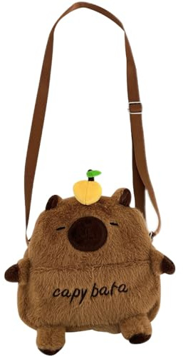 FOSDICK Capibara Borsetta Bambina, Capibara Peluche Borsa Bambina, Borsa a Tracolla Regolabile, Carino Borsetta Ragazza, Borse Piccolo, Borsette Ragazza, Regalo bambina 6-14 Anni, 21x22x4.5cm