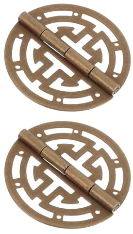 Homoyoyo Lot de 2 Charnières en Laiton Antique Décoratives pour Boîtes à Bijoux Charnières de Quincaillerie Ancienne Rondes Ajourées pour Meubles en Bois Bricolage et Rénovation