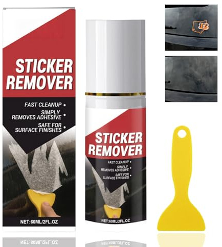 Spray per rimuovere oggetti appiccicosi, adesivi, colla, adesivi, carta da parati, graffiti, etichette, nastro e residui con strumento raschietto, formula ad azione rapida per auto e pavimenti