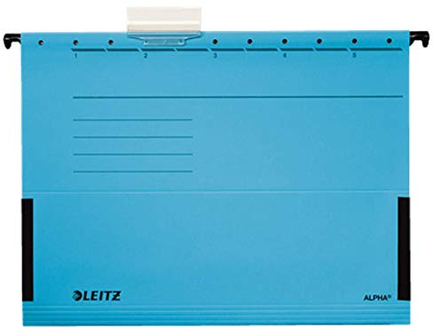 Leitz 19860035 Hängende Ordner mit Seitenschutz mit V -Boden, Achsabstand 33 cm, Lochsockel, Blau, 25 Stück