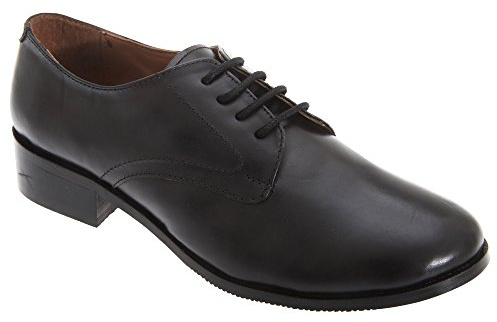 Grafters Womens/Ladies 4 Blind Eyelet Hi-Shine Leather Cadet Shoes (6 UK) (Black)