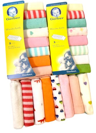 8x baby kids soft wash cloth bath feeding towel flannel wipe mixed colours