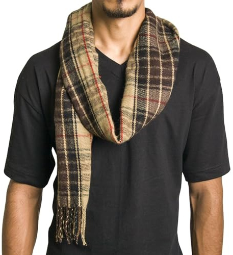 alpine swiss Herren Karierter Schal Weiche Winterschals Unisex,Braun Kariert,Einheitsgröße
