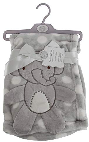 Snuggle baby blöjhandduk med elefantdesign och punktmönster (75 cm x 100 cm) (grå/vitt)