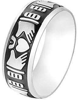 KnSam Herrenring Breit Silber Ring Herren Edelstahl Claddagh Silber Ring