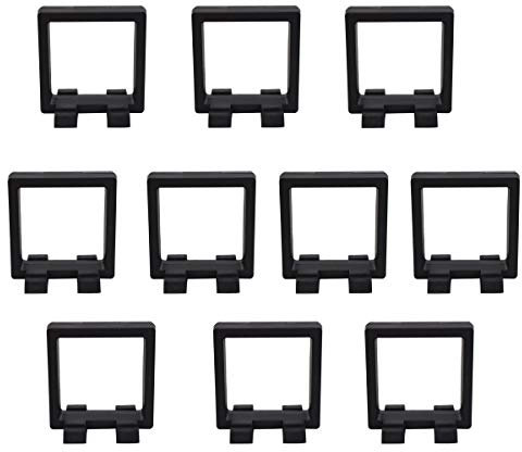 Bleiou 10 Stück 3D-Präsentationsrahmen mit schwebendem Ständer für Münzchips, Schmuck, Pin-Display (schwarz, 7 x 7 x 1,9 cm)