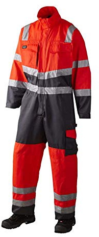 J.A.K. Arbeitsanzug, EN 20471, Klasse 3, Rot/Grau, 4XL Größe, Serie 11108, 70% Polyester/30% Baumwolle, Erwachsene Unisex, Berufstätige, Männer, Arbeitsanzug, Arbeitskleidung