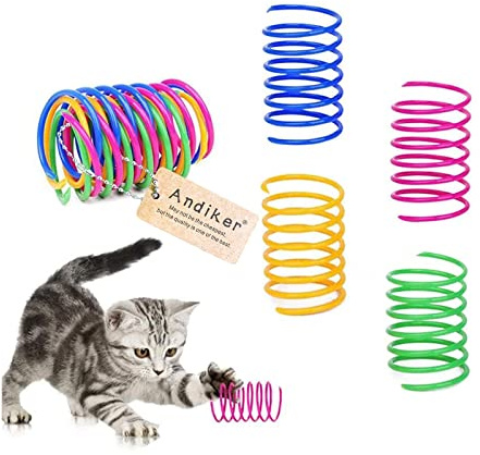 Andiker Cat Spiral Spring, 12 Pc Cat Creative Toy to Kill Time and Keep Fit Interactive Cat Toy Sturdy Heavy Plastic Spring Colorful Springs Cat Toy for Swatting, Biting, Hunting Kitten Toys
