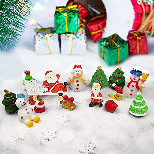 CODIRATO 27 Stück Weihnachten Miniatur Ornament Kunstharz Weihnachten Figuren Schneemann Weihnachtsmann Figuren Mini Weihnachtsdeko