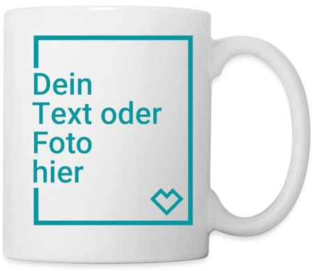 Tasse personalisiert mit Foto & Text | Tasse selbst gestalten | 325 ml Fassungsvermögen aus Keramik in weiß | Kratzfester Druck mit hoher Farbbrillanz