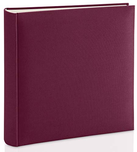 Hama Fotoalbum mit Stoffeinband 30x30 cm (Jumbo Fotobuch mit 100 weißen Seiten, Photoalbum mit Pergamin-Trennblättern, Album zum Selbstgestalten und Einkleben) weinrot