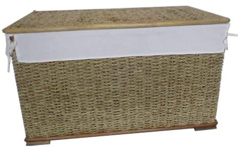 BAULE VIMINI RATTAN CM 75X45X45 H CORDONCINO DI BANANO PORTA BIANCHERIA FODERA COTONE STRUTTURA IN ROBUSTE CANNE DI RATTAN