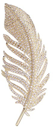 Spilla a forma di piume, per donne e uomini, alla moda, con cristalli delicati, con risvolto, eleganti accessori per abiti, gioielli, per cappelli, borse, abiti, cravatte, compleanni, colore oro