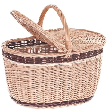e-wicker24 Alles aus Weide Grand Panier en Osier Naturel pour Un Pique-Nique, Panier Pique-Nique,Panier en Osier (49x31 H30/45, Naturel)