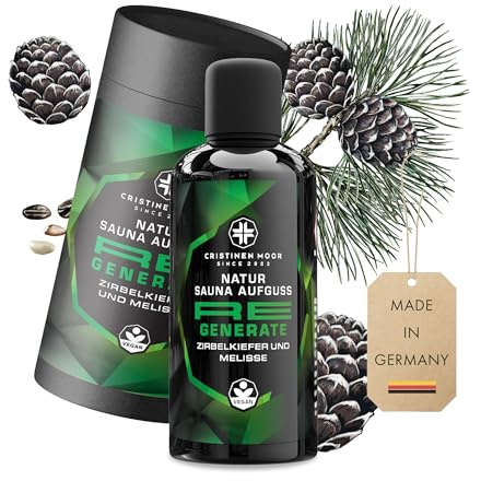 CristinenMoor Natürlicher Saunaaufguss Zirbelkiefer und Melisse | Re Generate |100ml | Saunaöl | Saunaduft | Sauna Aufgussmittel
