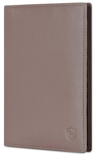 VON HEESEN® Reisepasshülle Leder Etui mit RFID-Schutz - Passhülle Passport Reisepass Mappe Hülle Organizer - Reiseorganizer für Damen & Herren (Taupe)