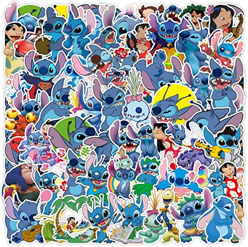 100 Pcs Stitch Stickers for Laptop, Bumper, Skateboard, Water Bottles, Computer, Phone, Guitar, Cartoon Stickers for Kids Teens Adult