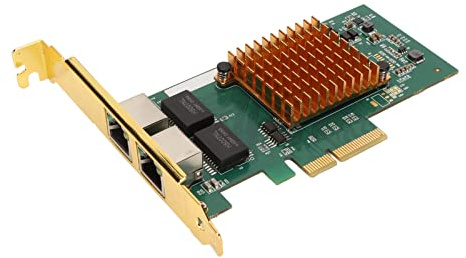 Tarjeta de Red PCIe Gigabit, Puerto Dual 1000M Adaptador PCI Express Ethernet Nic 2 Puertos RJ45 con Chip Intel I350 y Perfil bajo para Windows para Linux OS X