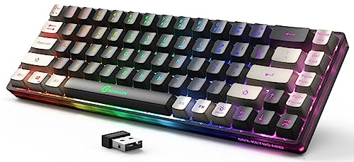 GEODMAER - Tastiera wireless da gioco, 65% ricaricabile, tastiera retroilluminata da gioco, 68 tasti ultra-compatto anti-fantasma senza conflitti, tastiera wireless per PC, laptop, Windows