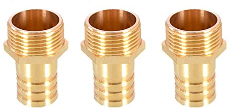 3 conectores de latón para manguera de púas de 25 mm a 2,5 cm macho BSP rosca adaptador de tubería