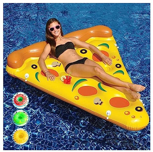 Pool Floats Pizza, Pizza Large Pool Float, With 3/6 Pack Inflatable Drink Holders Funny Pool Floats For Adults For Kids And Adults,1PCS