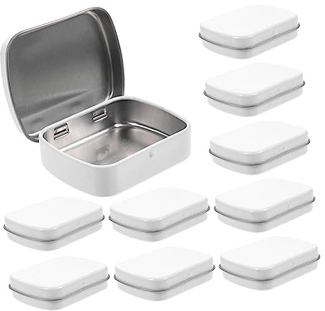 OKUMEYR 10pcs Mini Storage Tin Small Portable Storage Boxes Hinged Lid 60x47x15mm Compact Candy Packing Case for Jewelry Earrings Party Favor Treat
