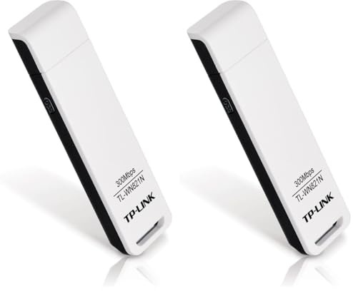 TP-Link Adaptador WiFi USB Inalámbrico Compatible con Raspberry Pi, N 300Mbps, Mi-MO, WPS, Ap Soft (TL-WN821N), Blanco (Paquete de 2)