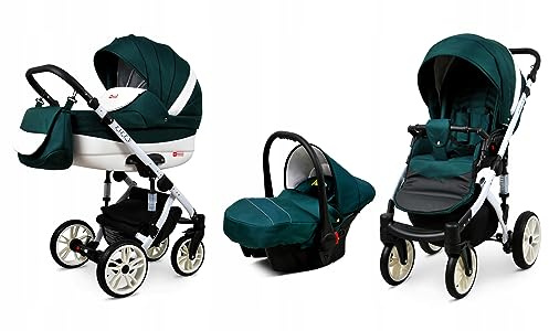 BabyLux® Carrito de Bebé Sistema de Viaje Set 3 en 1 - Lilly - incl. Capazo, Silla de Paseo, Silla Coche - Cochecito - con Bolso cambiador, Cubierta para la lluvia, Mosquitera etc.