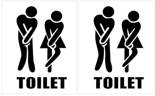 ENDBOOM 2 Adesivi per WC, Decorazioni da Bagno, Targhette per Uomini e Donne, Adesivi 3D in PVC, Divertenti per Porta del Bagno (Nero)
