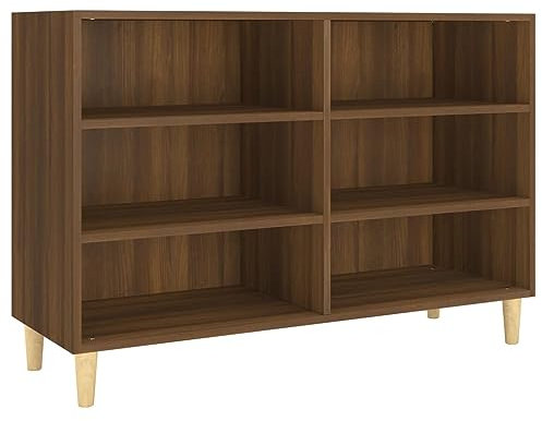 Coavain Sideboard Wohnzimmer 103,5x35x70 cm Skandinavischem Büro Aufbewahrungsschrank Schlafzimmer Reichlich Stauraum Beistellschrank Platzierung von Zeitschriften Büchern DVDs Braune Eichen-Optik